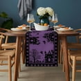 thumbnail image 2 of Halloween Table Runner - 60 Inch Long, Kitchen Dining Table Runner Dresser Scarves, Purple Pumpkins Halloween Witch Bat Castle Farmhouse Decor for Coffee Tables Wedding Party Banquet, 2 of 8