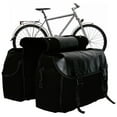 thumbnail image 6 of Canvas Bike Double Pannier Bags Water Resistant Rack Large Pockets 30-40L Capacity Trunk Saddle Bag for Traveling - Black, 6 of 7