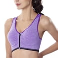 thumbnail image 3 of Wuffmeow Women's Front Zipper Sports Bra Wire-Free Push Up Sports Top Fitness Gym Yoga Bra Tops, 3 of 10