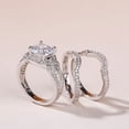 thumbnail image 5 of Oryn Jewelry 1.9 Ct Radiant Moissanite Ring - 14K White Gold Plated Halo Style - Triple Band Engagement Ring for Women, 5 of 5