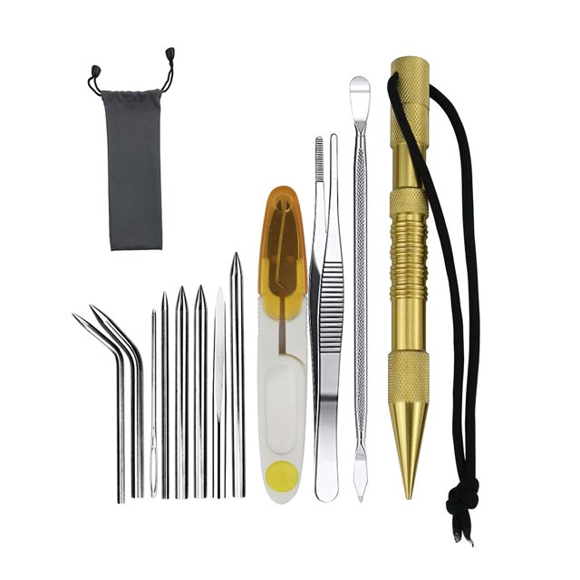 Soidarity Marlin Set Agujas de cordones Acero inoxidable Profesional Pequeña artesanía Costura Reutilizable Extraíble Tejer Pin Trabajo de cuero carpas 12 piezas de oro Soidarity OD023335-15B