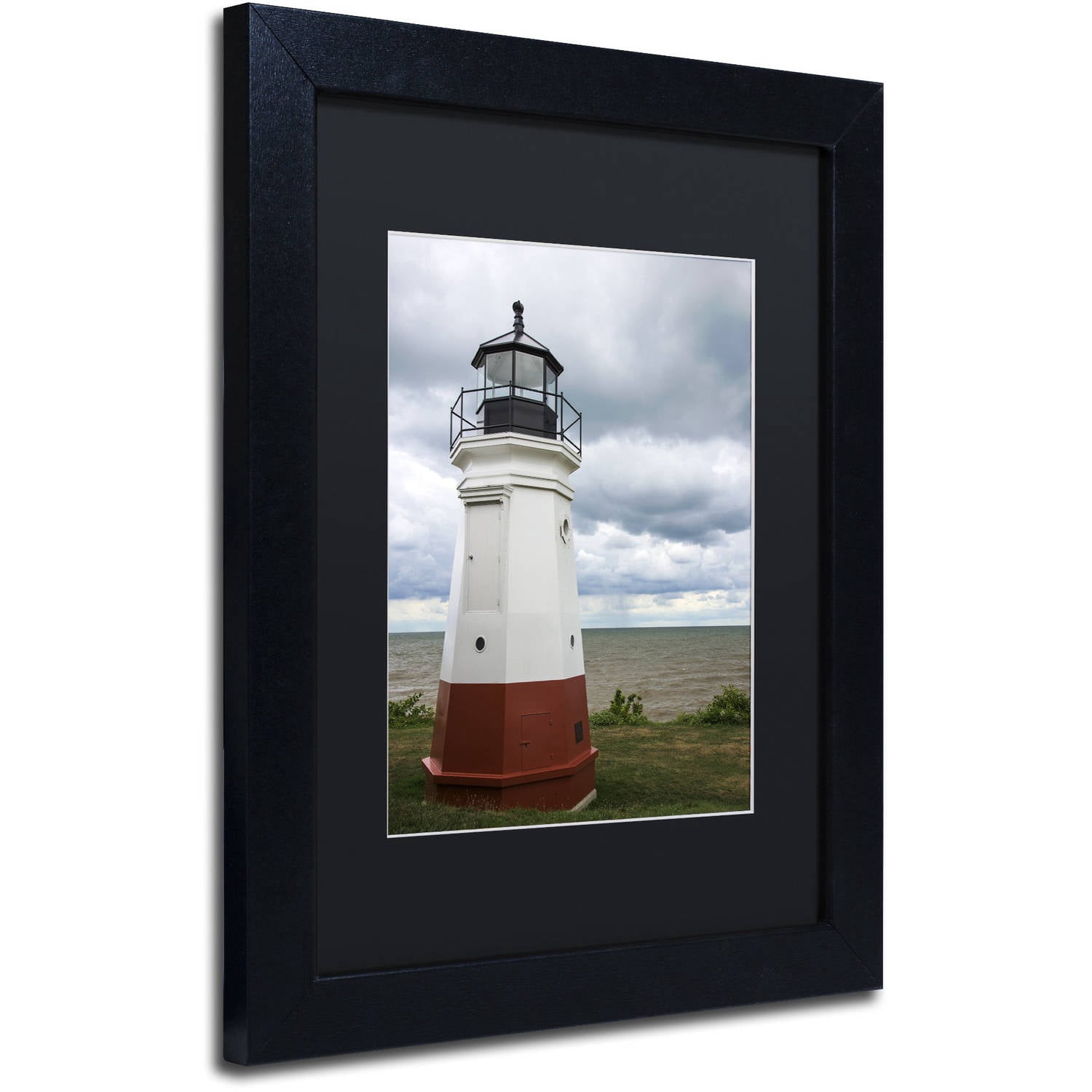 Trademark Fine Art "Vermillion Ohio Lighthouse" Canvas Art by Kurt Shaffer, Black Matte, Black Frame