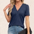 thumbnail image 4 of Women Summer Tops Womens Tops Dressy Casual V Neck Short Sleeve Shirts Loose T Shirts Trendy Tunic Blouses Comfy Long Sleeve for Women And Blouses for Loose Graphic Tee Extra Small Long Blue S, 4 of 7