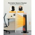 thumbnail image 3 of 31" Space Heater for Large Room, Tower Heater for Indoor Use, 1500W PTC Ceramic Heater with 3D Flame Effect, Heat Up 200 Square Feet, 90°Oscillating With Remote, for Living Room,Bedroom,Office, 3 of 9