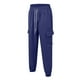 thumbnail image 4 of Pantalones cargo para hombre con cordón elástico en la cintura, pierna recta, bolsillos laterales y traseros, poliéster ligero, para uso informal/deportes al aire libre, tallas S-XXL, 4 of 5