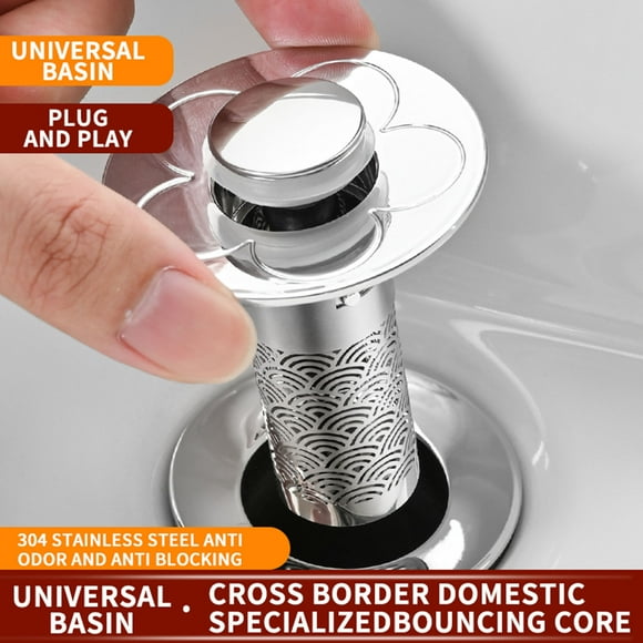 Sentmoon Hair Catcher Drain Stopper Bathroom Sink Strainer with Removable Stainless Steel Filter Basket Bathtub Drain Plug Up Prevents Clogs Replacement Lavatory Basin Drain Assembly