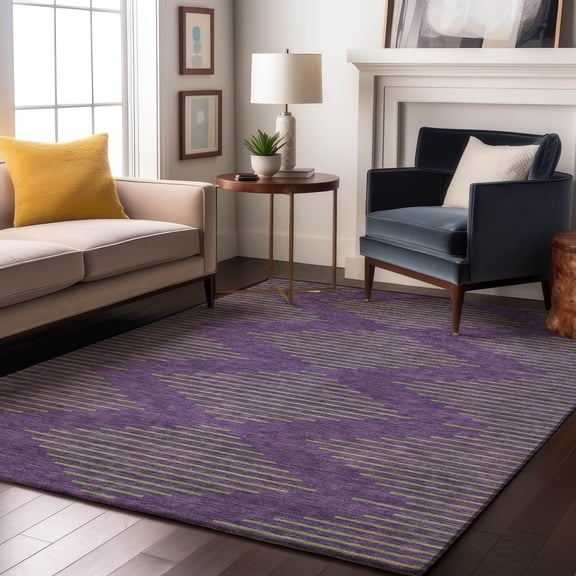 Addison Rugs Mayfield Premium Machine Washable Transitional Geometric Purple Rectangle Rug, 10' x 14'