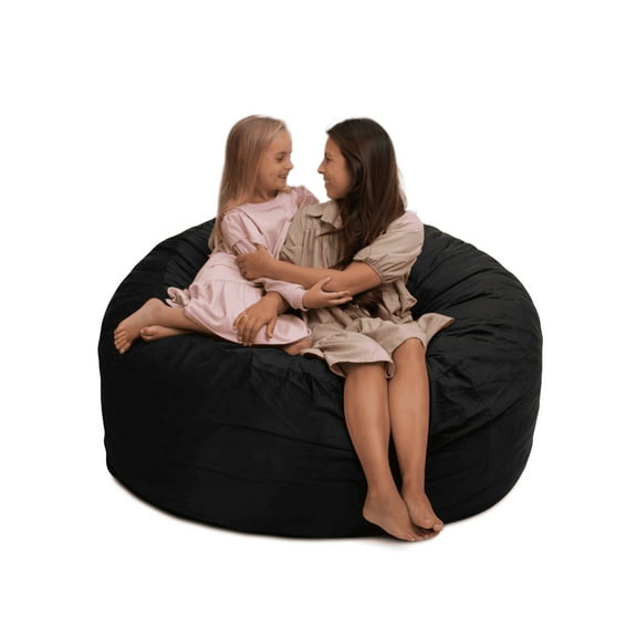 Ultimate Sack 5000 5-Foot Bean Bag Chair Oversized Foam Lounger, Black Suede Cover