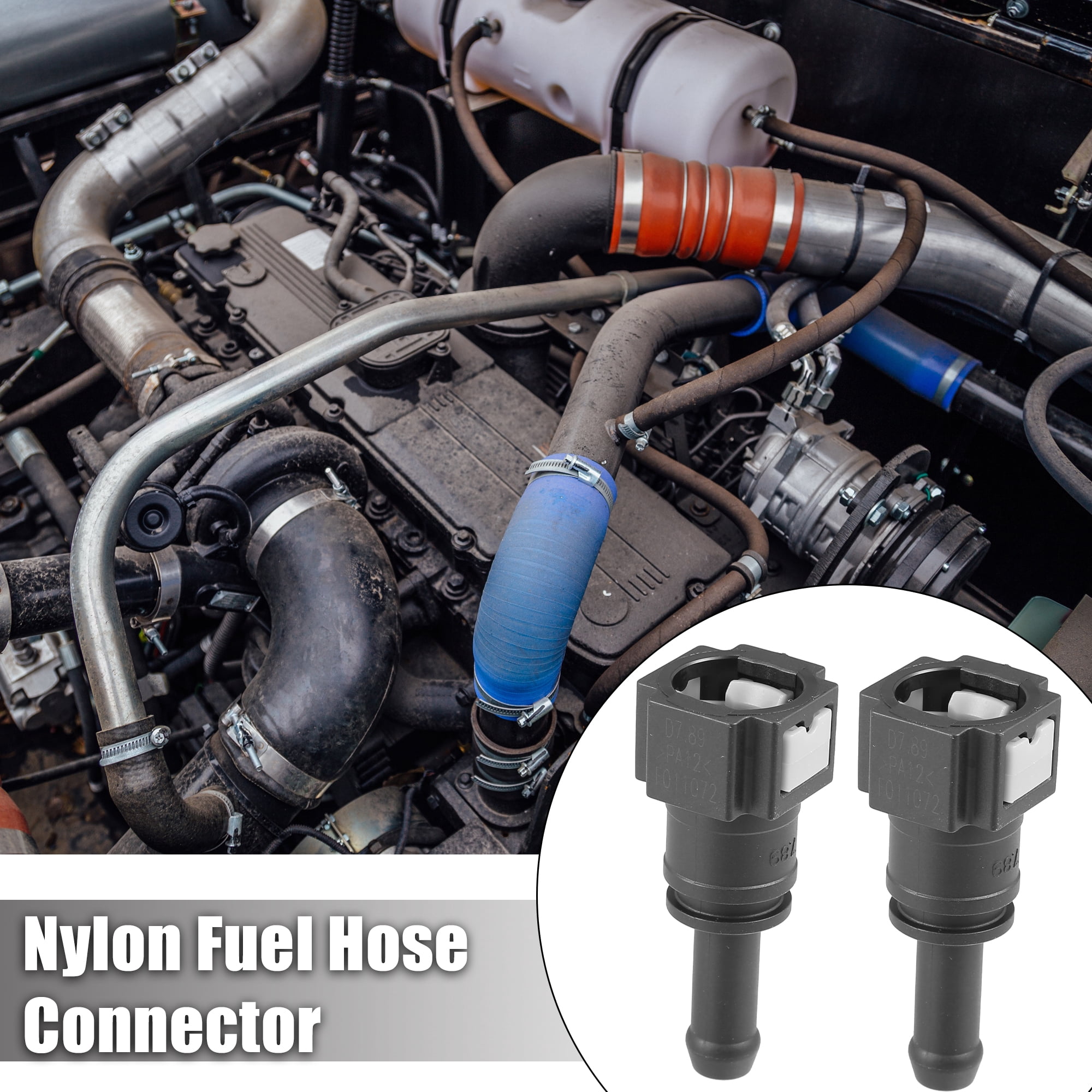 Unique Bargains 2pcs Fuel Line Quick Connect Straight Push-On Adapter