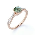 thumbnail image 4 of JeenMata 1 Carat 4 Prong Round Natural Druzy Moss Green Agate And Moissanite Pave Twisted Infinity Engagement Ring In 18K Rose Gold Plating Over Silver, 4 of 7