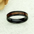 thumbnail image 2 of Men's Women's Tungsten Wedding Band Engagement Ring 6mm Hawaian Koa Wood Inlay Black Ring, SZ 7.5, 2 of 3