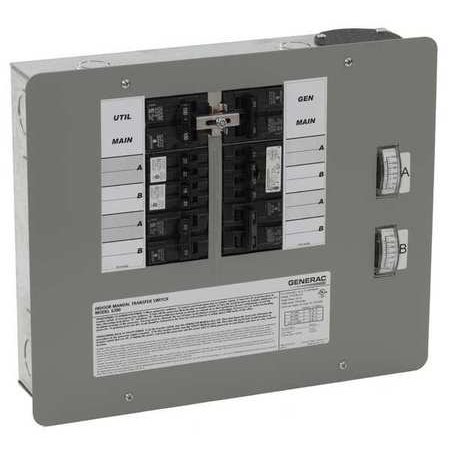 UPC 696471063806 product image for Generac 6380 50 Amp 12 Circuit 125/250V Indoor Manual Transfer Switch for Genera | upcitemdb.com