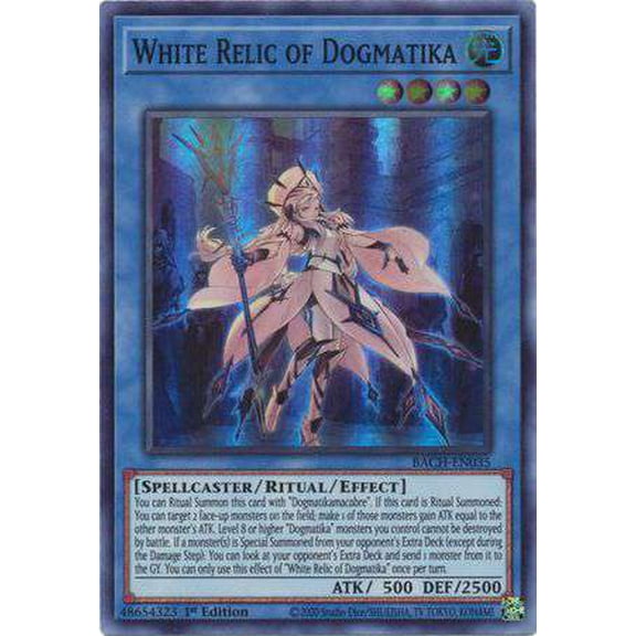 YuGiOh Battle of Chaos Super Rare White Relic of Dogmatika BACH-EN035