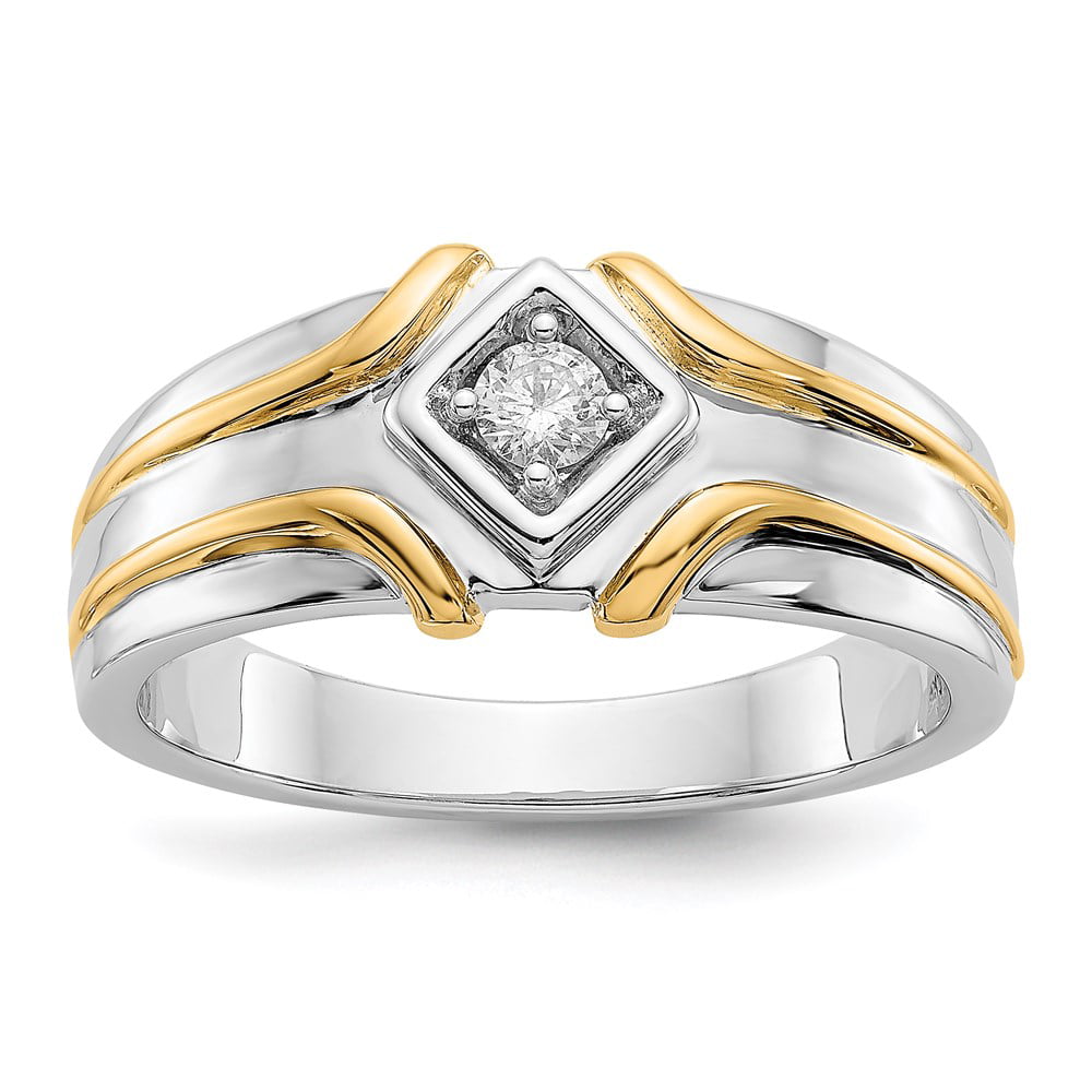 14k Yellow Gold Two Tone Diamond Men's Wedding Band Ring all size 