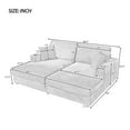 thumbnail image 3 of LUCKHAO  86.5" Oversized Corduroy Sectional Lounge Chaise Sofa Bed , Corduroy Sleeper Sofa with 2 USB Ports , 2 Cup Holders and 2 Throw Pillows for Living Room and Bedroom, 3 of 27