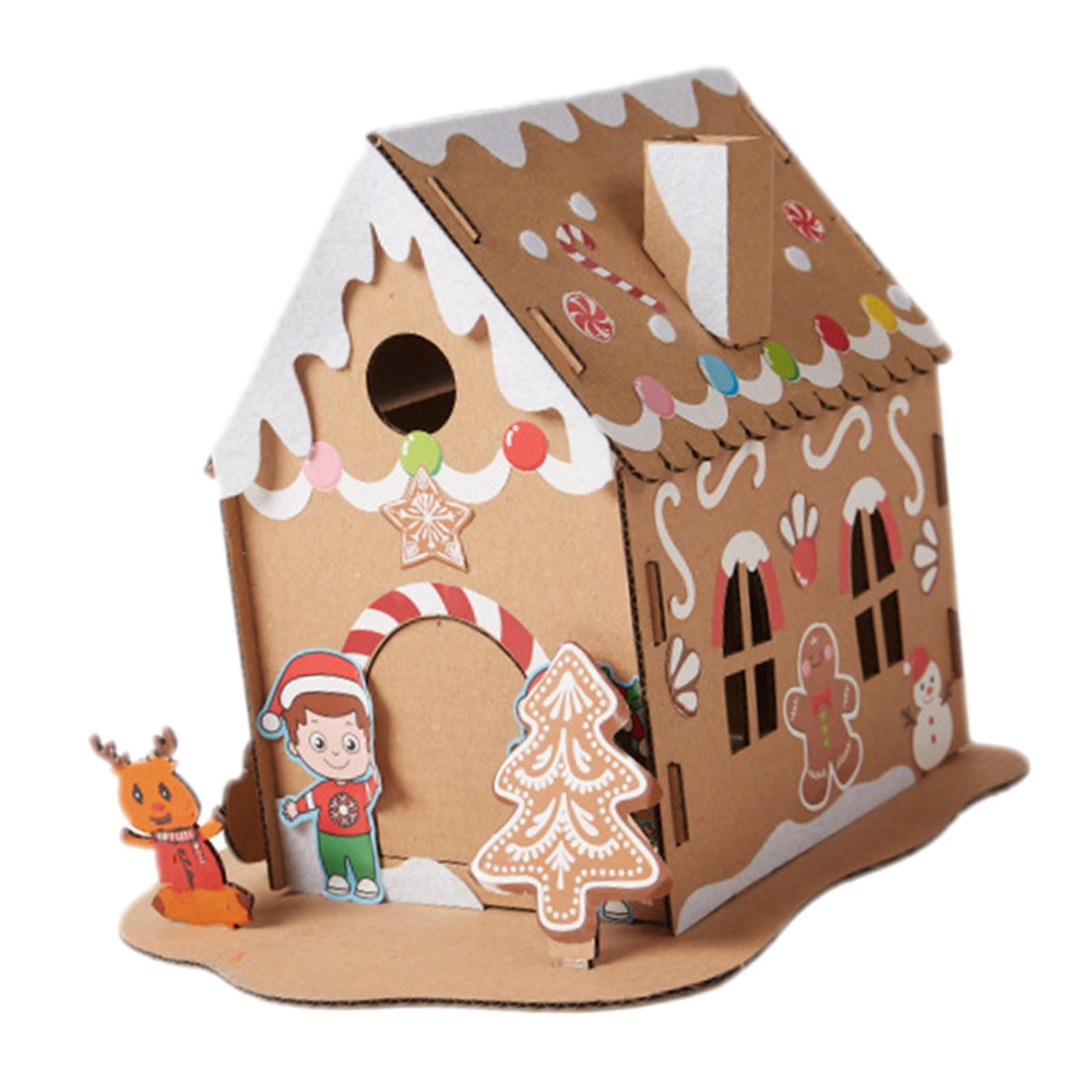 Christmas Cardboard House Kits Play Fun Small Houses DIY Crafts