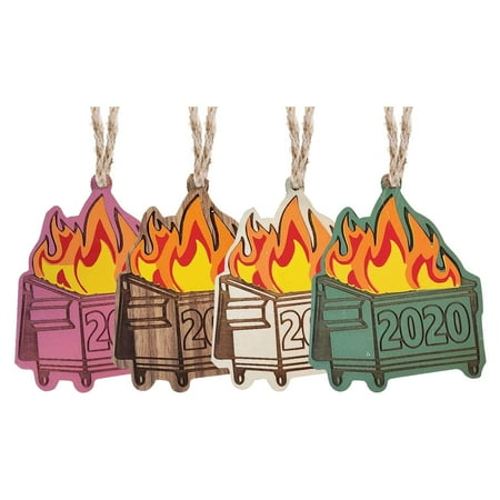

Veki 2020 Dumpster Fire Christmas Ornament Christmas Tree Wooden Pendants Clear Stretch Cord .8mm 50 Ft