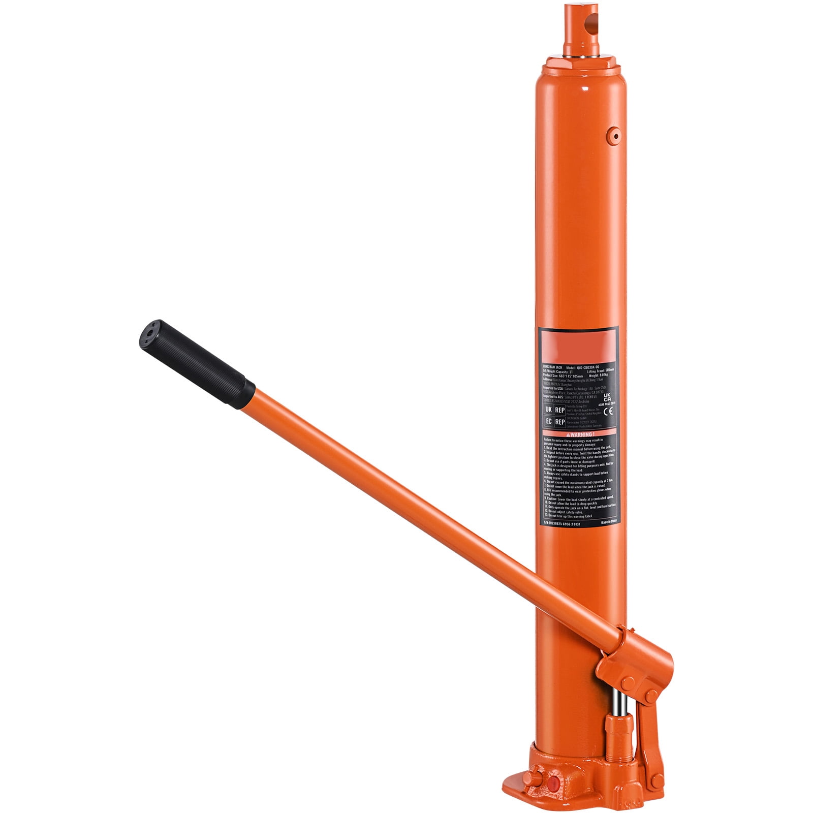 KFFKFF Hydraulic Long Ram Jack, 4 Ton Capacity, Single Piston Pump, Flat Base Design, Ideal for Engine Hoists, Garage and Shop Cranes, Farm Machinery and Mechanical Maintenance