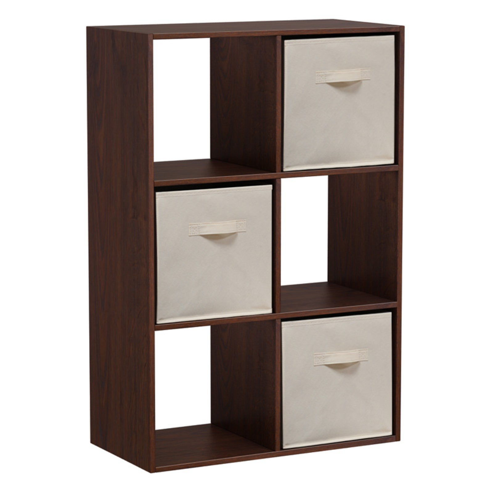 Homestar 6 Cube Bookcase with Fabric Bins