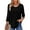 A-Black, variant on Women Summer Blouses 3/4 Sleeves Loose Fit Shirts Ladies Pleated Crew Neck Tunic Tops