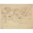 thumbnail image 2 of Ferdinand Boberg 14x12 Black Ornate Wood Framed Double Matted Museum Art Print Titled: The Seine and the Pont Neuf (1926), 2 of 5
