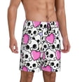 thumbnail image 2 of Wukai skull with hearts Men’s Short Pajama Pants With Pockets Soft Sleep Pj Shorts for Men-Small, 2 of 6