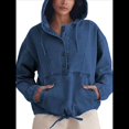 thumbnail image 1 of Chaqueta Vaquera con Capucha para Mujer, Jersey Vaquero con Botones y Capucha con Cordón, Sudadera Informal de Larga. Azul Oscuro L, 1 of 8