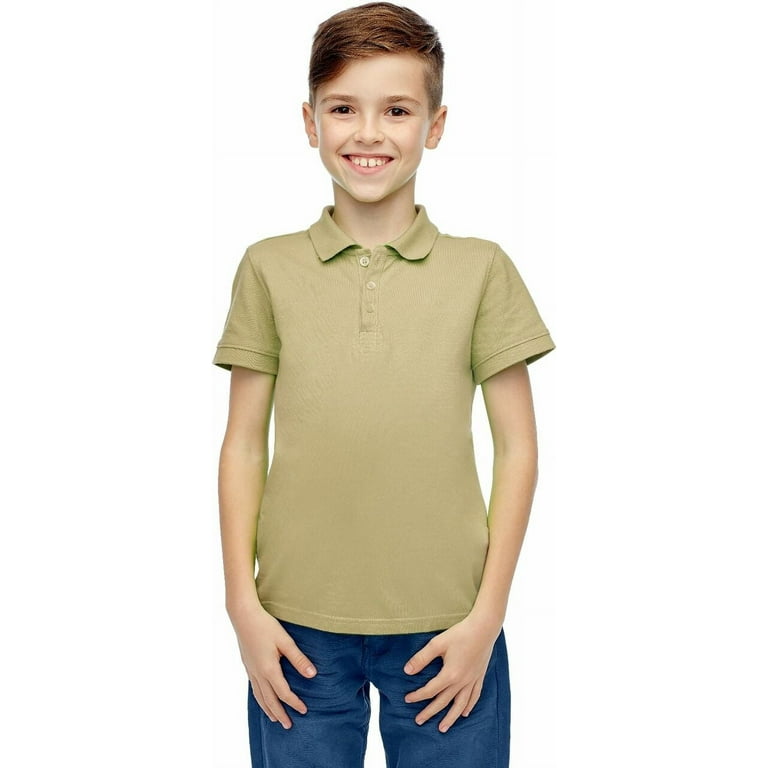 DDI 2191460 Boys' Short Sleeve Khaki Polo Shirts Size 8-14 Case