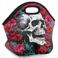 thumbnail image 2 of Herdesigns Sugar Skull Floral Gothic Insulated Lunch Bag Neoprene Lunch Box for Women Men Soft Cooler Bag Washable Lunch Tote for Work Outdoor Picnic, 2 of 7