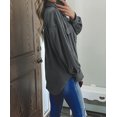thumbnail image 3 of Women's Gray Turn Down Collar Buttoned Shirt Jacket, 3 of 8