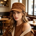 thumbnail image 2 of Yuanlong Womens Flat Top Hat Vintage Cadet Hat With Rivet Decor Newsboy Cap Stylish Fall Winter Daily Headwear, 2 of 4