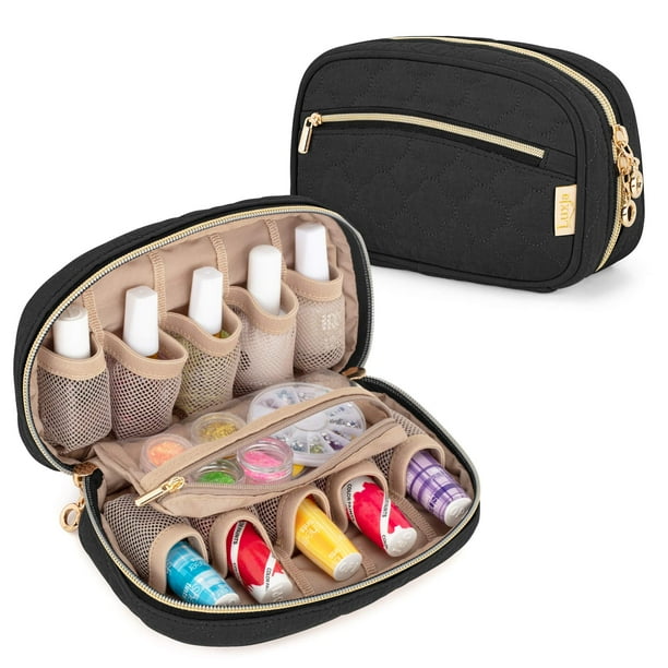 Estuche de esmalte de uñas LUXJA con capacidad para 10 botellas de 15 ml con bolsillos con cierre