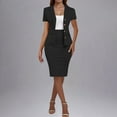 thumbnail image 3 of Prdecexlu Womens Suits 2 Piece Set Business Skirt Suit Set Short Sleeve Blazer and Skirt Suit Set Casual Work Office Outfits Black S, 3 of 8
