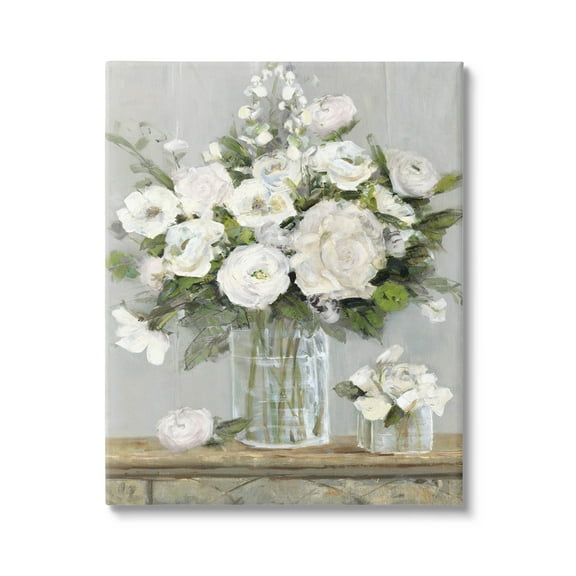 Stupell Industries Country White Floral Scene Painting Gallery Wrapped Canvas Print Wall Art, Design by Sally Swatland