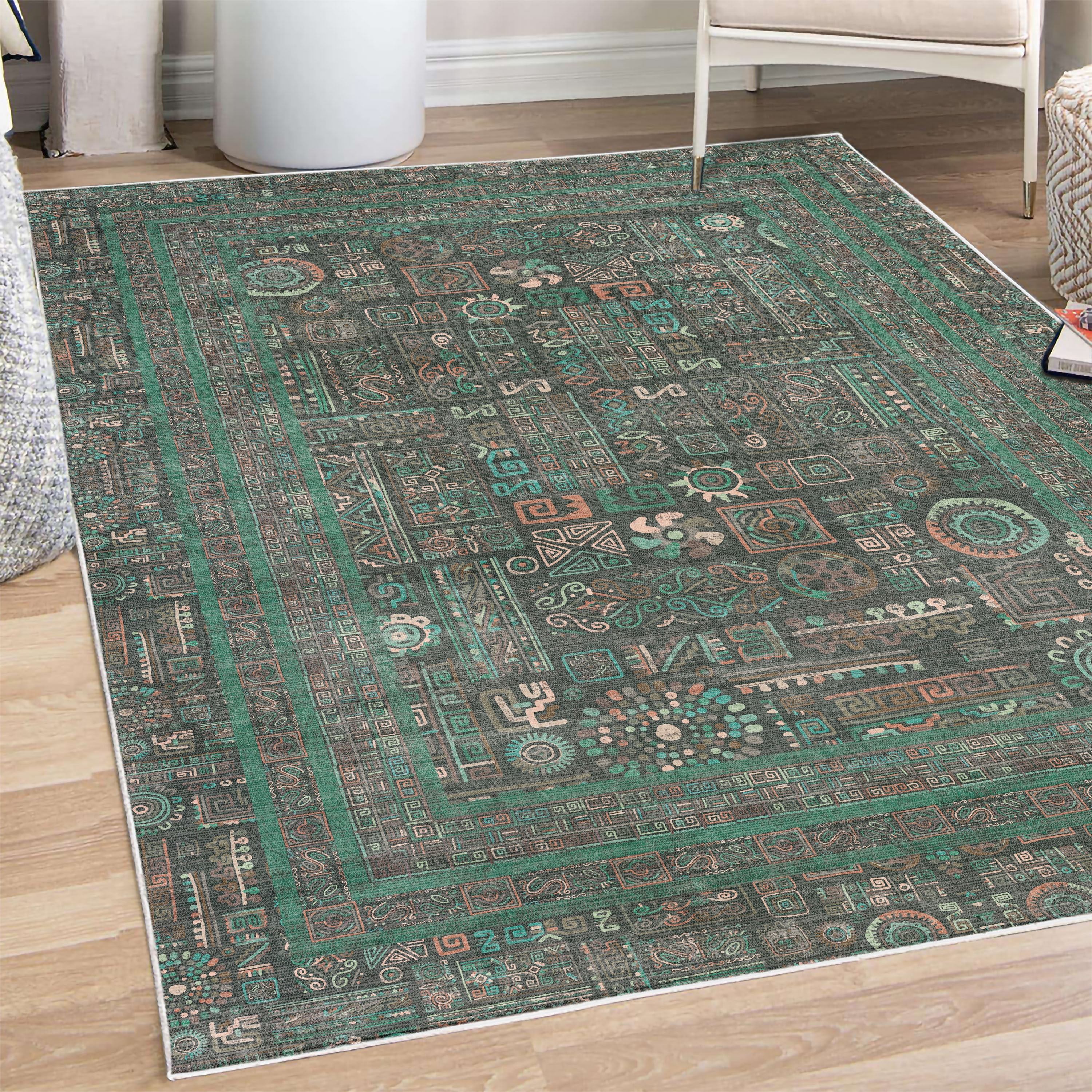 Tribal Decorative Rug, Ethnic Aztec Geometric Colorful Details and ...