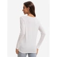 thumbnail image 3 of Womens Long Sleeve Tops Casual Basics Fall Shirts Solid Crewneck T-Shirt, 3 of 6