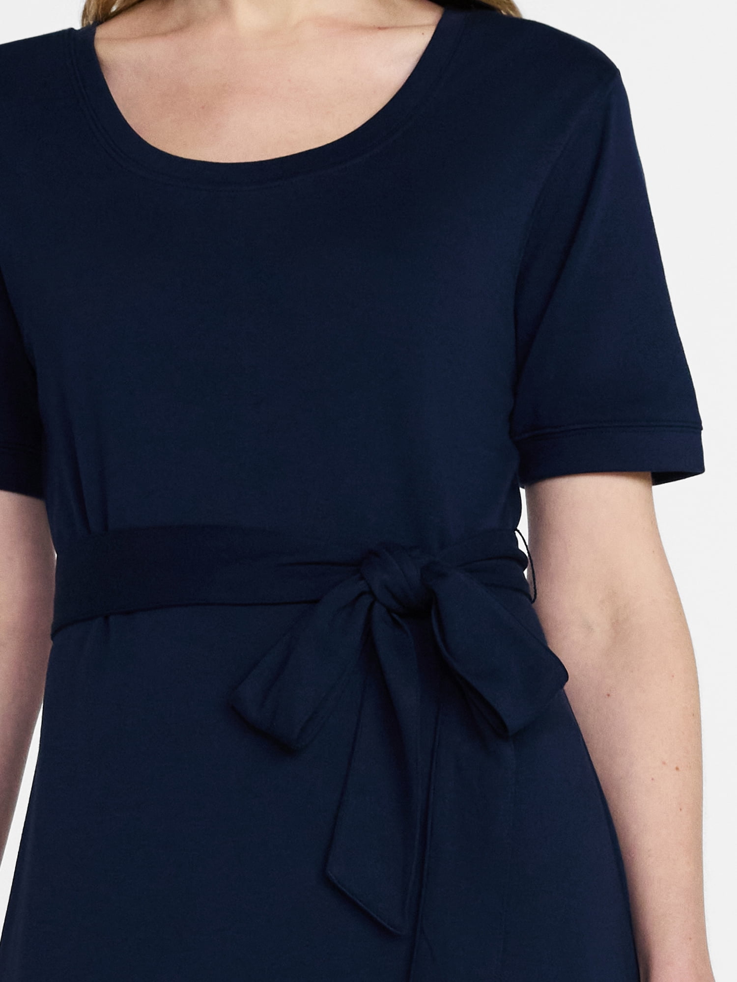 Time and Tru Women's Knit Midi Dress with Tie Belt, Sizes XS-XXXL