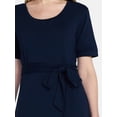 thumbnail image 3 of Time and Tru Women's Knit Midi Dress with Tie Belt, Sizes XS-XXXL, 3 of 5