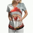 thumbnail image 2 of Towmus Christmas Scrub Tops Women Plus Size Nursing Uniforms V-Neck Short Sleeve Fun Printed Scrubs Top with Pockets S-3XL, 2 of 6
