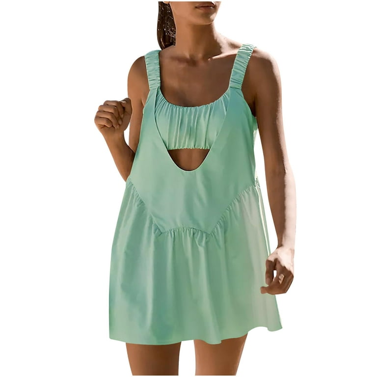Womens Tennis Dress Built-In Bra and Shorts Workout Dresses Casual