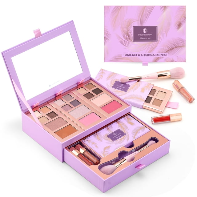 Color Nymph Kit de maquillaje completo: 2025 colores de moda, sin crueldad, perfecto para fiestas diarias y looks profesionales con almacenamiento de joyas desmontable, regalo ideal para adolescentes