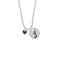 thumbnail image 2 of Delight Jewelry Acrylic 5/16" Purple Heart Silvertone Script Initial Disc - J - Charm Necklace, 20"+3", 2 of 4