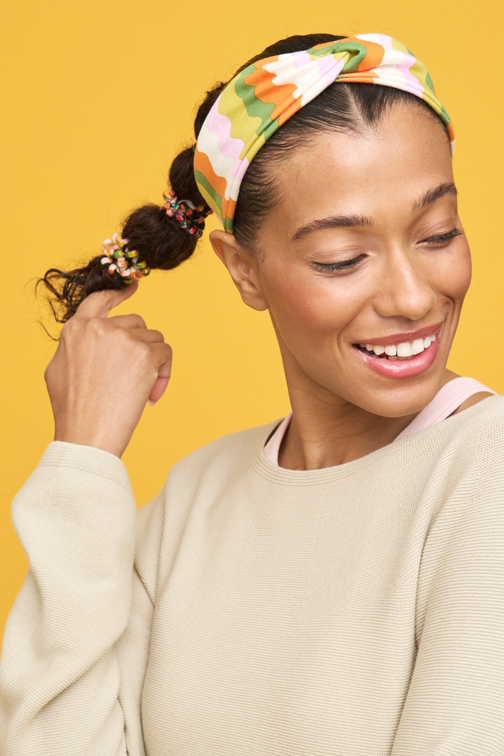 Goody Tru X Maeberry Creaseless Spiral Hair Ties, All Hair Types, Multicolor Prints, 4 Ct