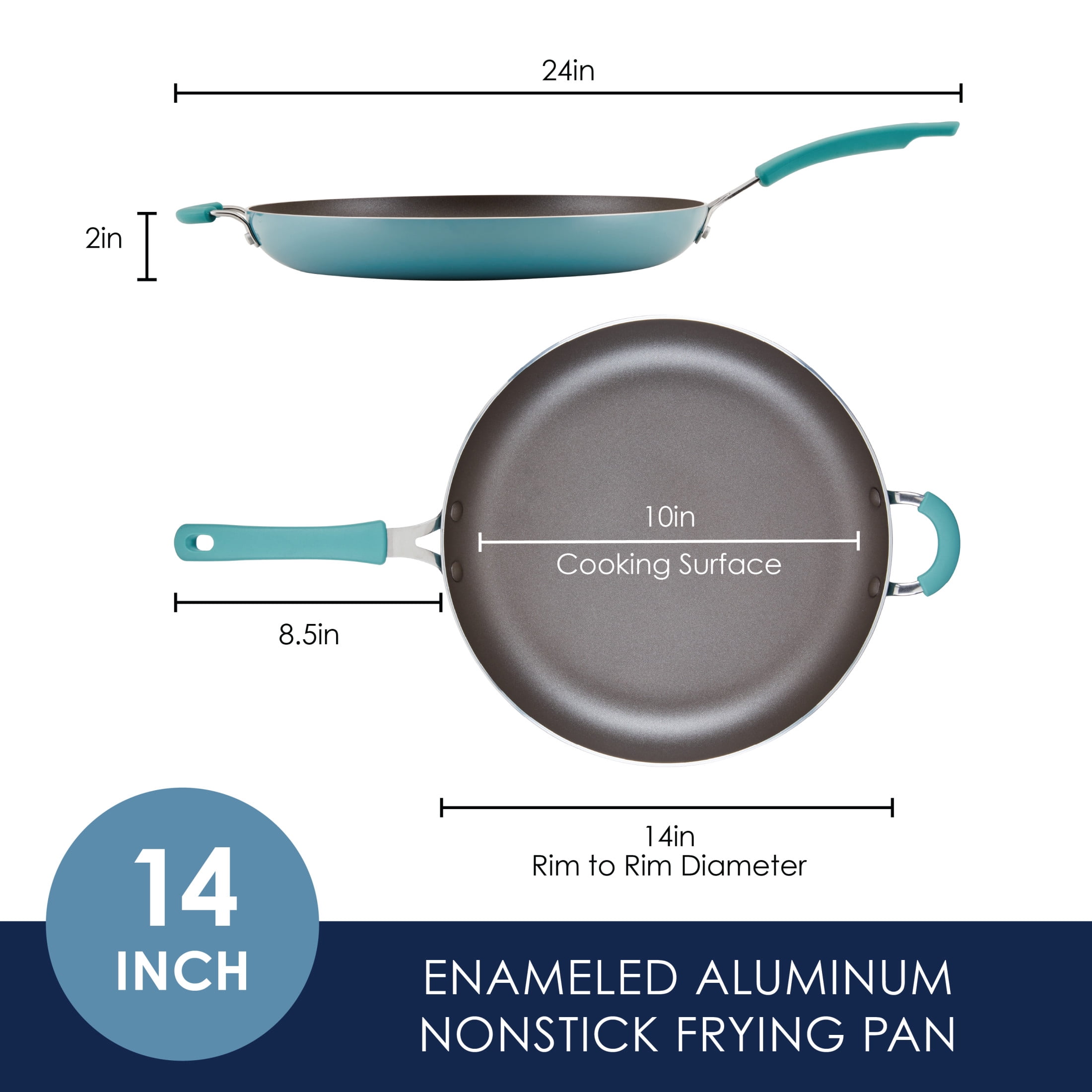 Rachael Ray Cook + Create 14 inch Aluminum Nonstick Frying Pan, Agave Blue