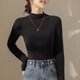 thumbnail image 1 of Camiseta de cuello alto de manga larga para mujer, básica, elástica, ajustada, ligera, cómoda, color negro JAMW Sencillez, 1 of 5