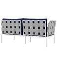 thumbnail image 3 of Modern Contemporary Urban Design Outdoor Patio Balcony Loveseat Sofa, Navy Blue White, Rattan, 3 of 5