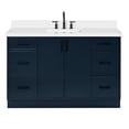 thumbnail image 2 of Ariel Kelly 55 Inch Single Rectangle Sink Bathroom Vanity With Pure White Quartz Countertop 1.5 Inch Edge In Midnight Blue, 2 of 12