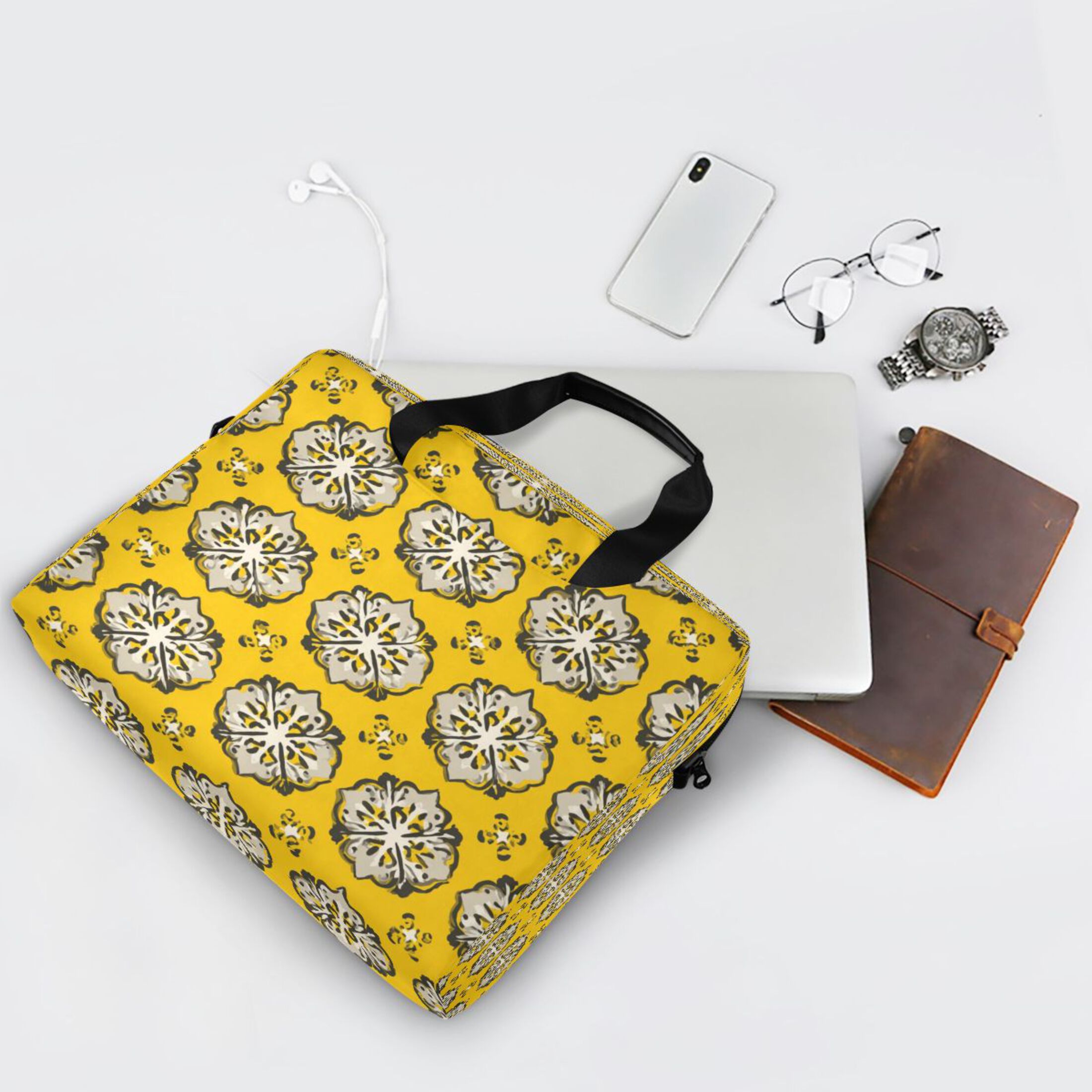 Laptop Bag Laptop Briefcase 15.7 x 3 x 11.8 Inches Laptop Bag Briefcases Laptop Storage Travel Laptop Bag Work Laptop Bag Yellow Pattern Seamless