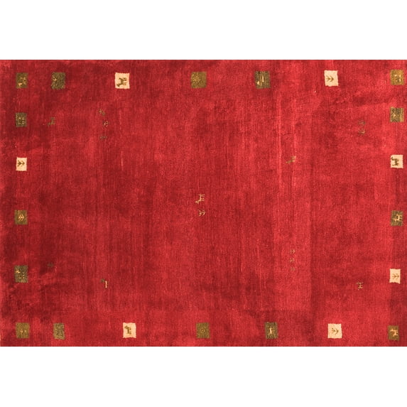 Ahgly Company Indoor Rectangle Abstract Orange Contemporary Area Rugs, 3' x 5'