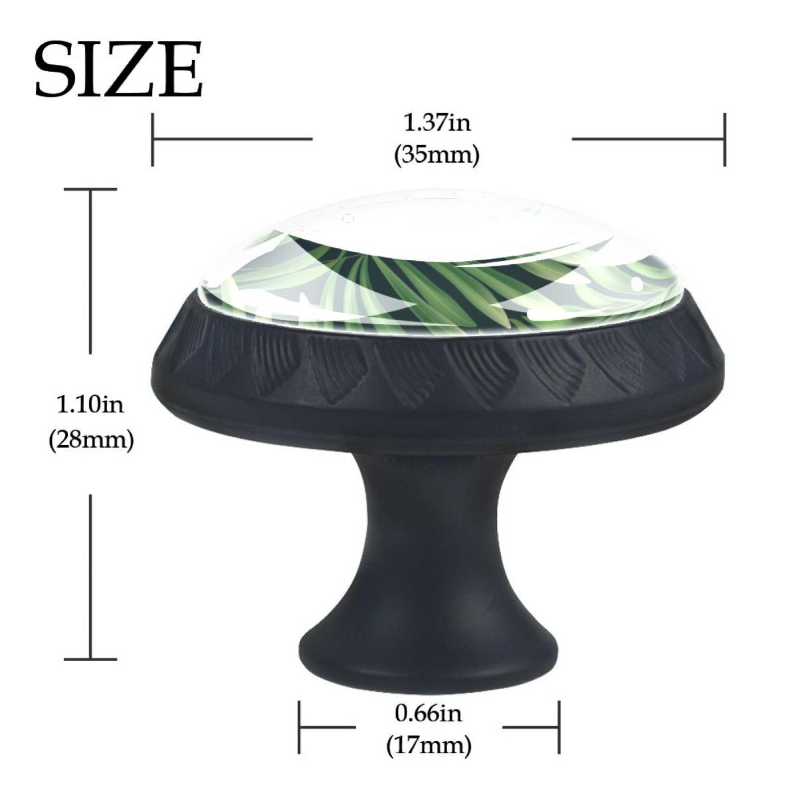 4 Pcs Dark Green Tropical Leaves Knobs for Kitchen Cabinet Cupboard Dresser Bookcase Drawer Pulls Handles Round Home Decor